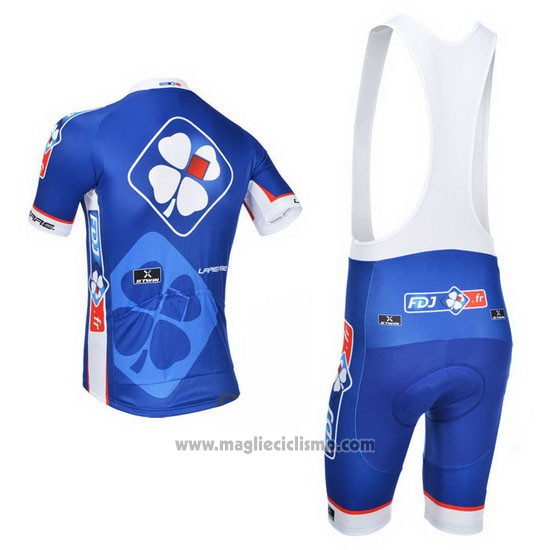 2013 Abbigliamento Ciclismo FDJ Blu Manica Corta e Salopette